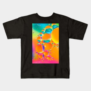 Colorful close up of oil drops in water Kids T-Shirt